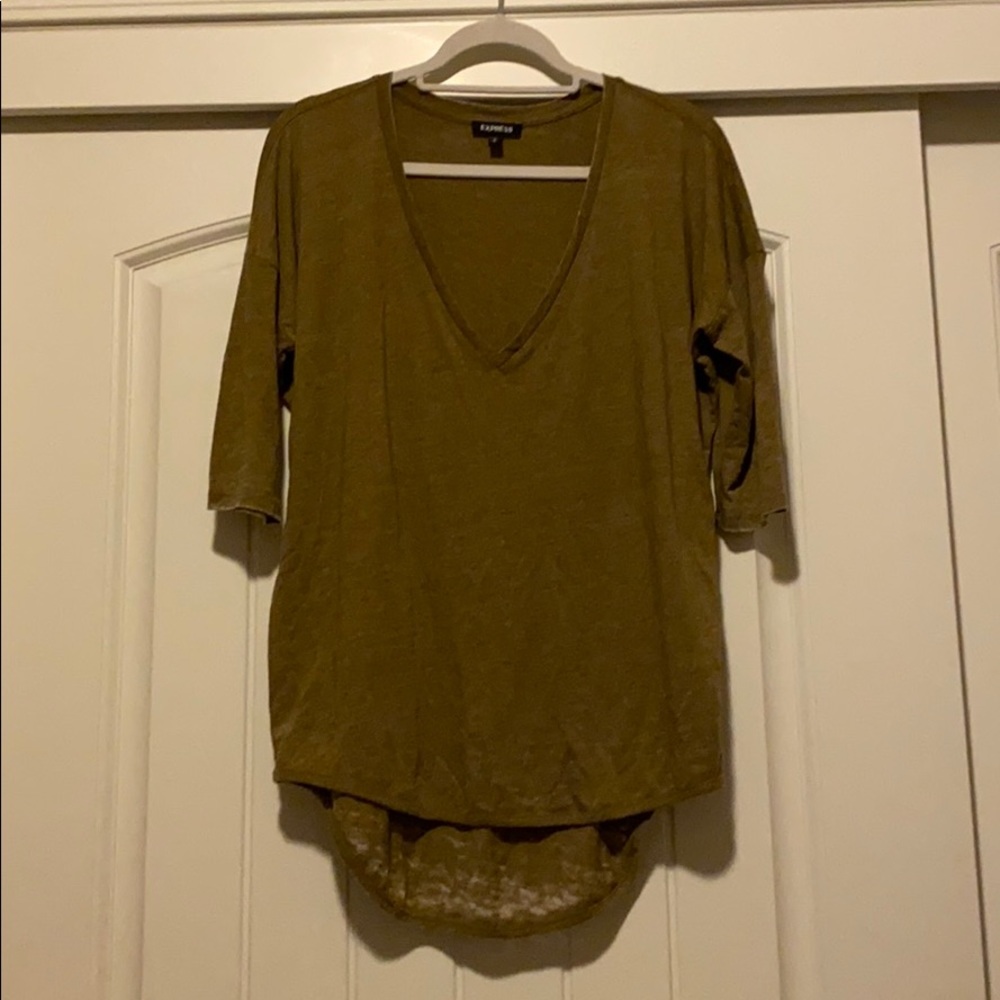 Express Women Green Short Sleeve Top